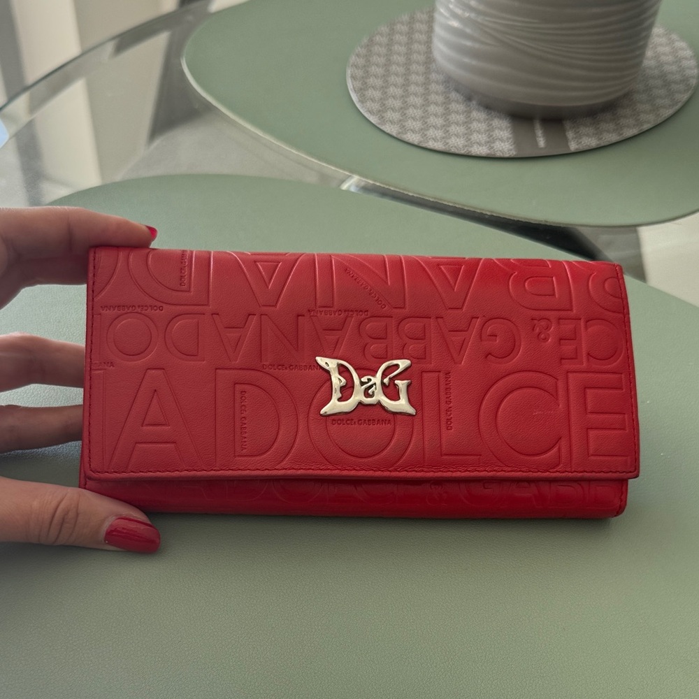 Dolce & Gabbana Red Leather Continental Wallet Leopard Lining